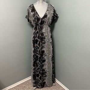 BABY PHAT women’s size small COLD SHOULDER MAXI print DRESS lightweight
